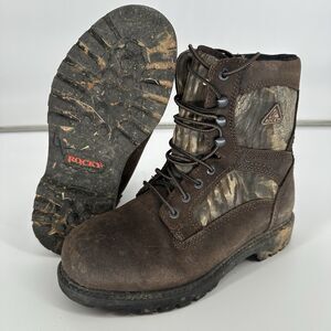 Size 6 Rocky Thinsulate Leather Camo Hunting Boots Mens Insulated Work Boot 6428